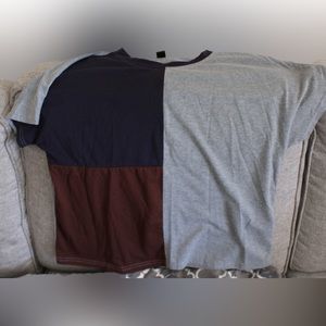 Blue, Gray, and Burgundy T Shirt